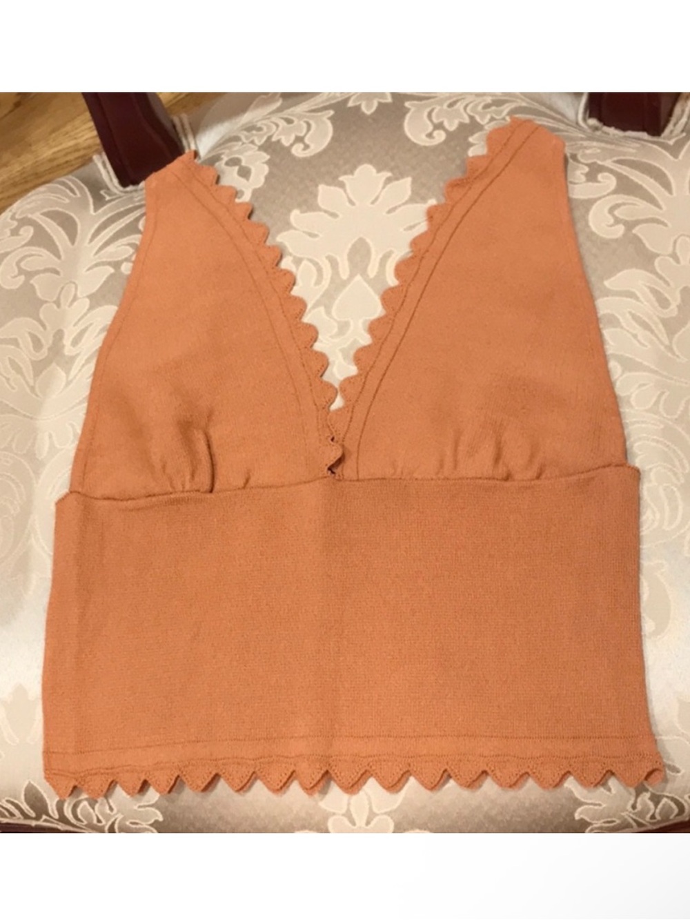 Free People Knit Crop Scallop Trimmed Top Bralette Sz.S
